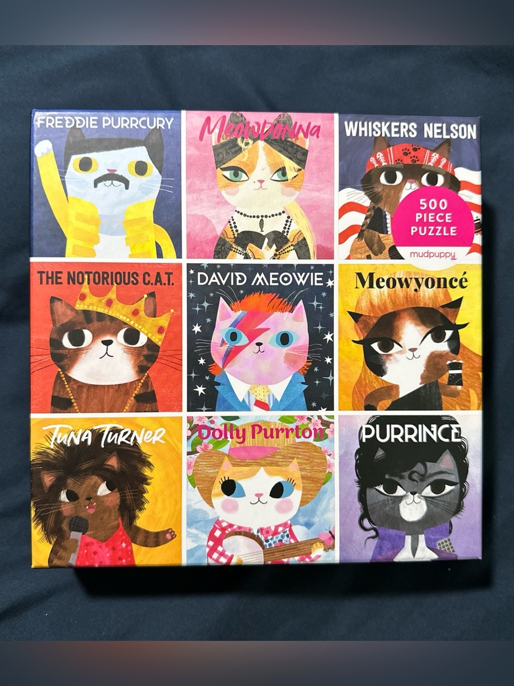 Mudpuppy Music Cats 500 Pc Jigsaw Puzzle Prince Beyonce Bowie Madonna as Cats